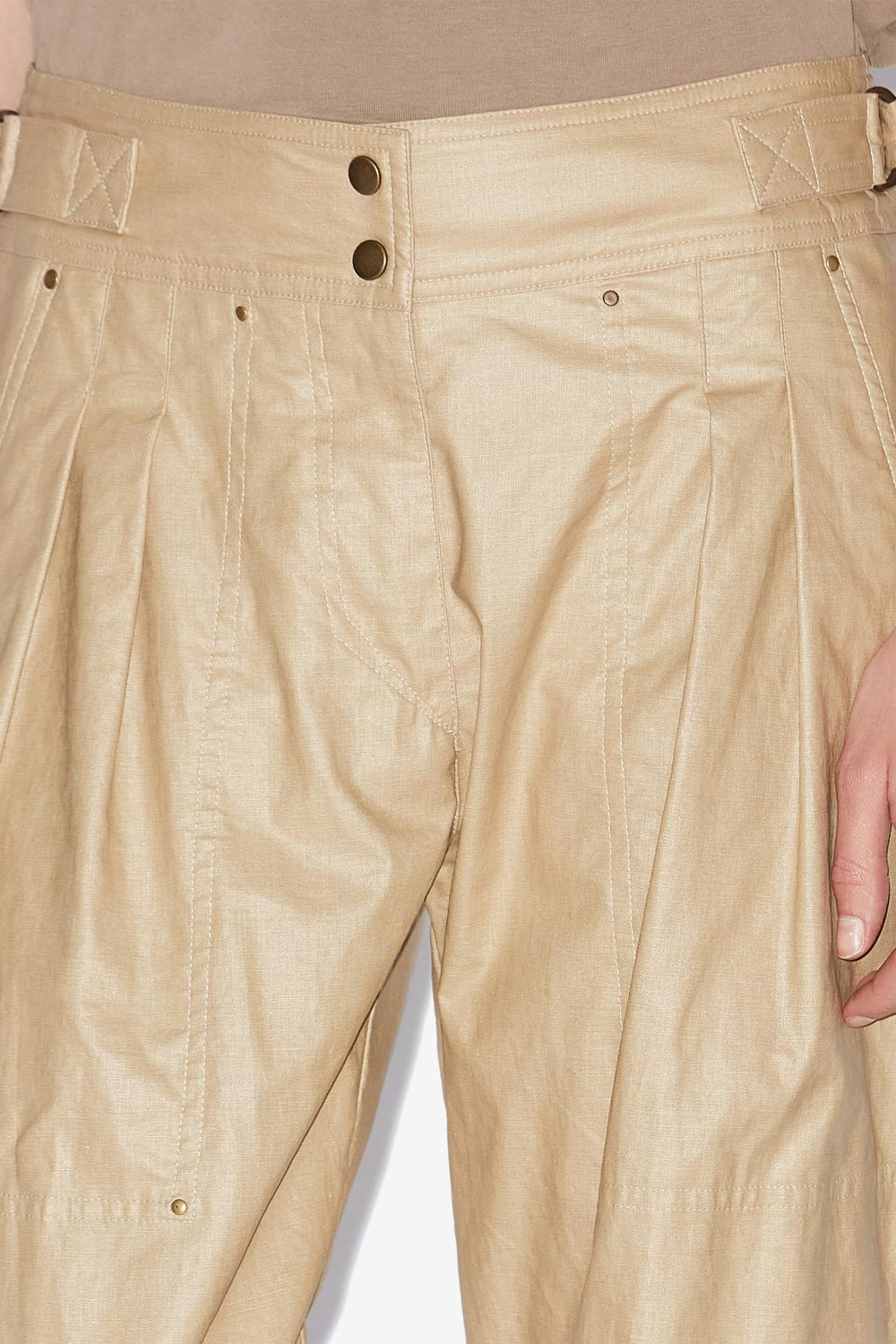 Pantaloni dritti fidji in lino cerato - Beige - Woman - 3