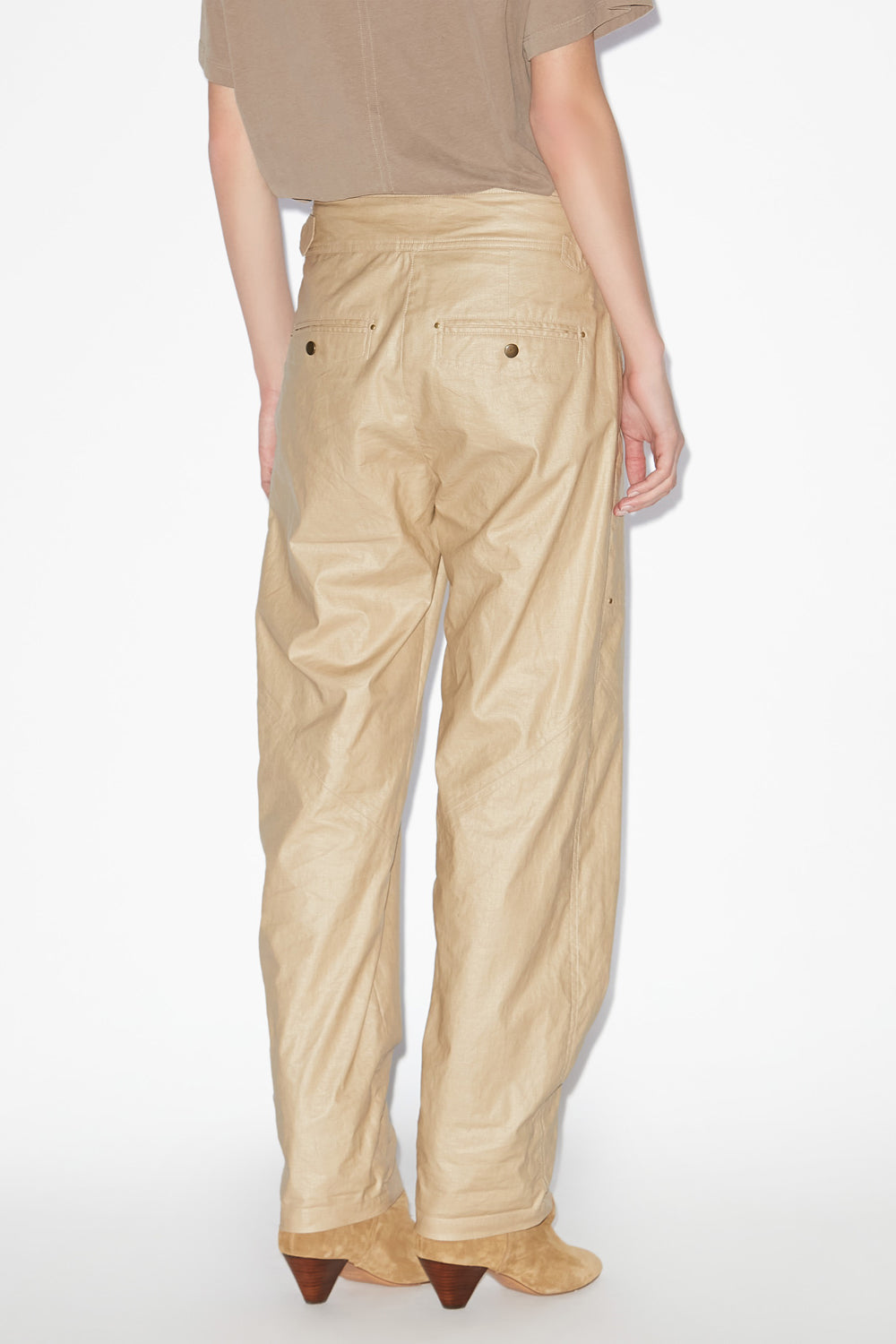 Pantaloni dritti fidji in lino cerato - Beige - Woman - 5