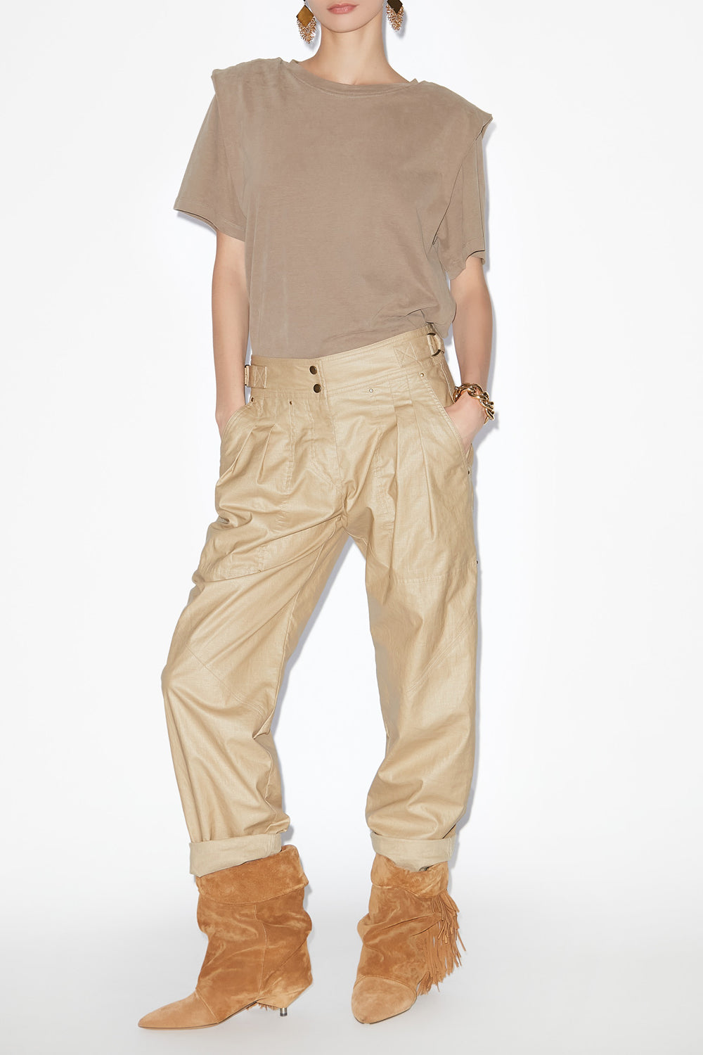 Pantaloni dritti fidji in lino cerato - Beige - Woman - 2