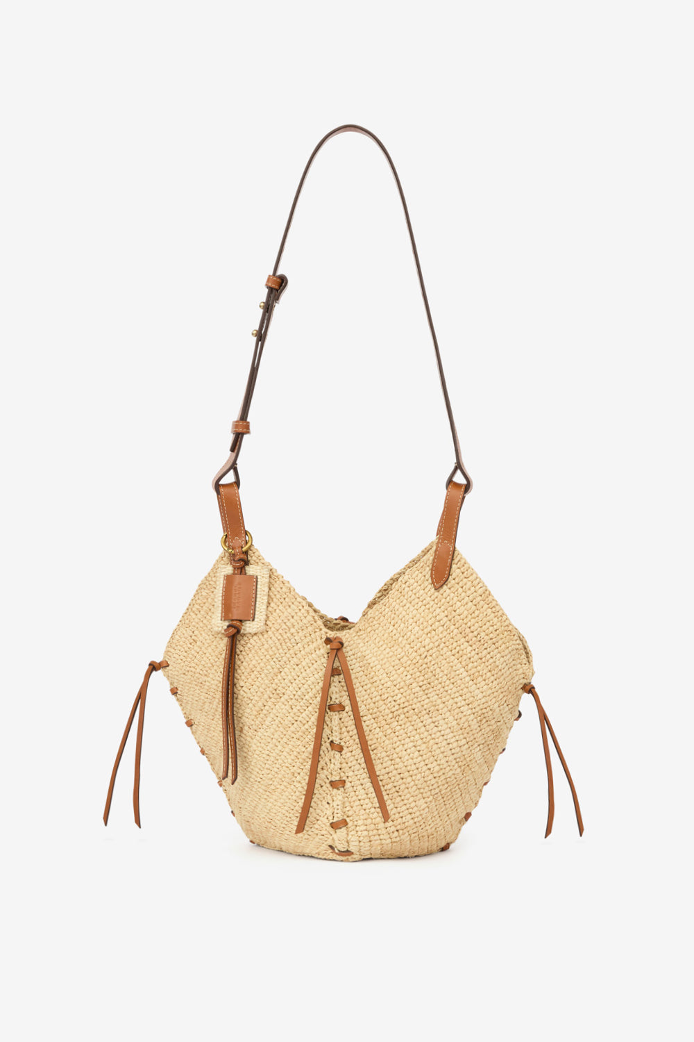 Tampa mini raffia shoulder bag - Natural and cognac - Woman - 1
