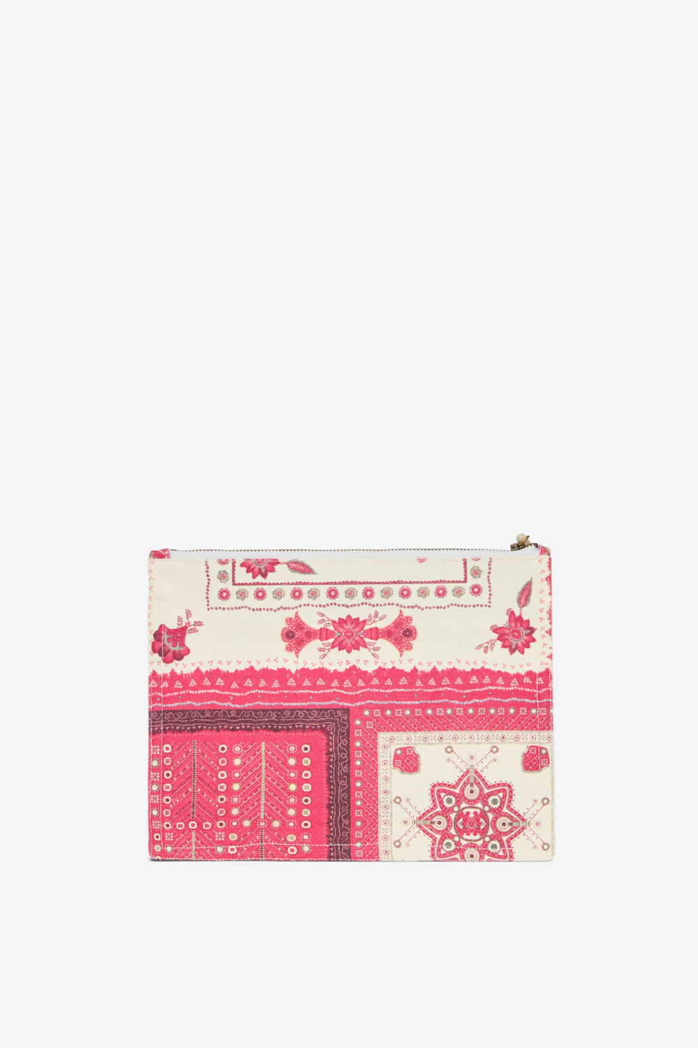 Netia printed cotton clutch bag with logo - Red - Woman - 2