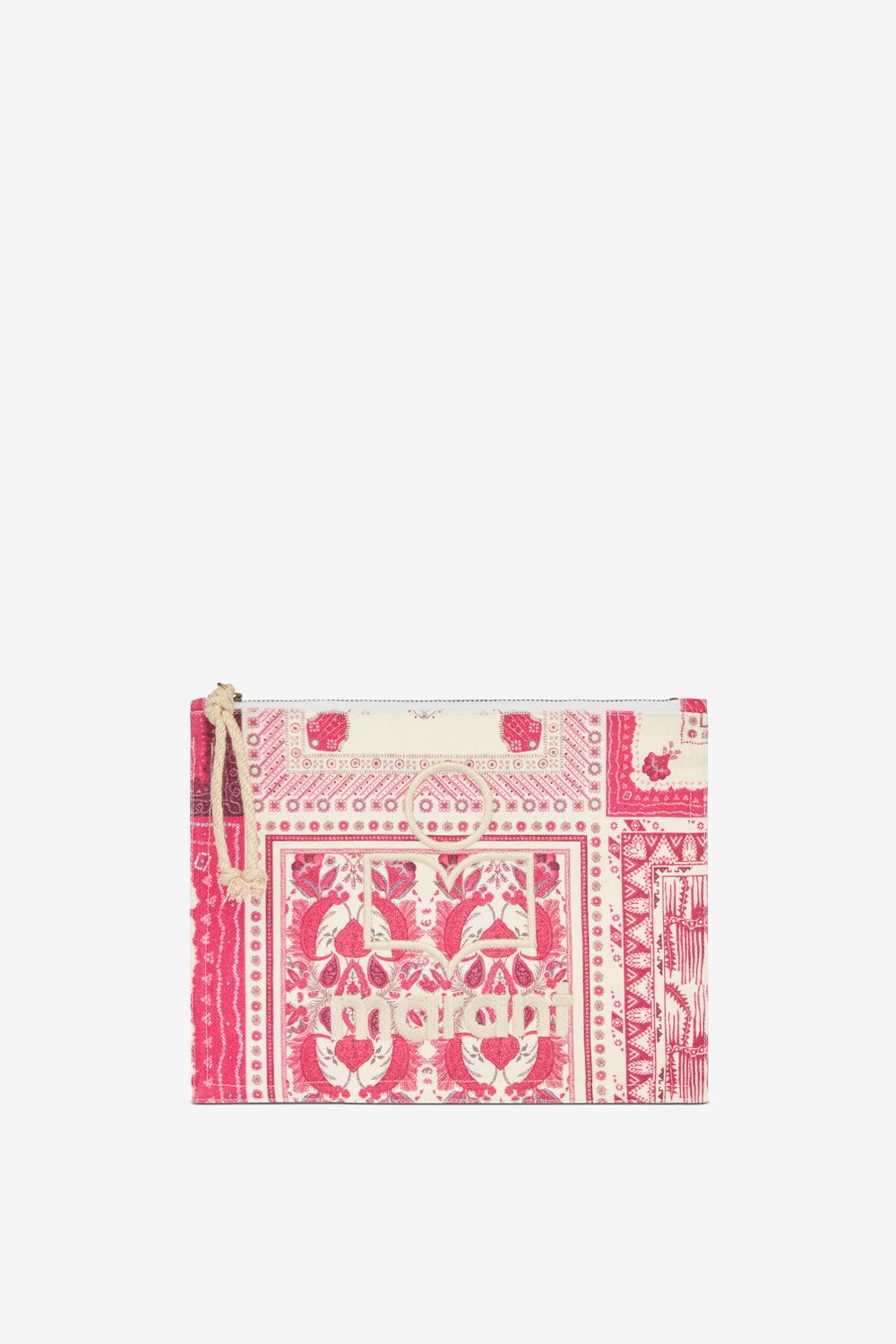Netia printed cotton clutch bag with logo - Red - Woman - 1