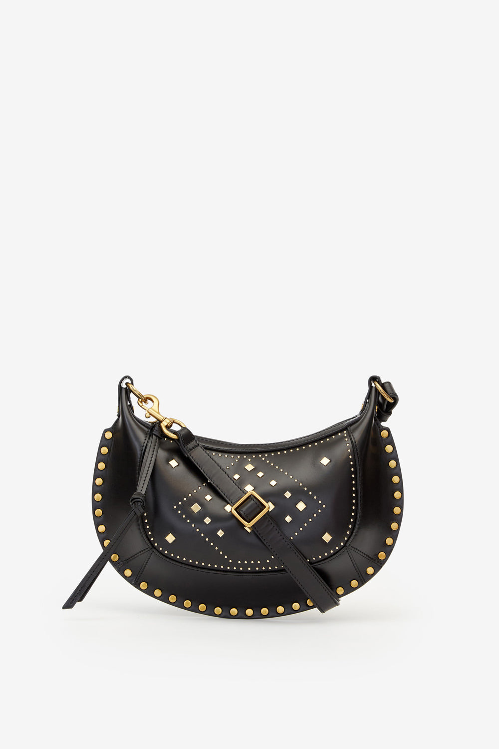 Oskan moon studded leather graphic pattern shoulder bag - Black - Woman - 1