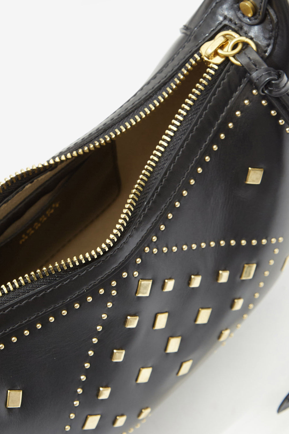 Oskan moon studded leather graphic pattern shoulder bag - Black - Woman - 3