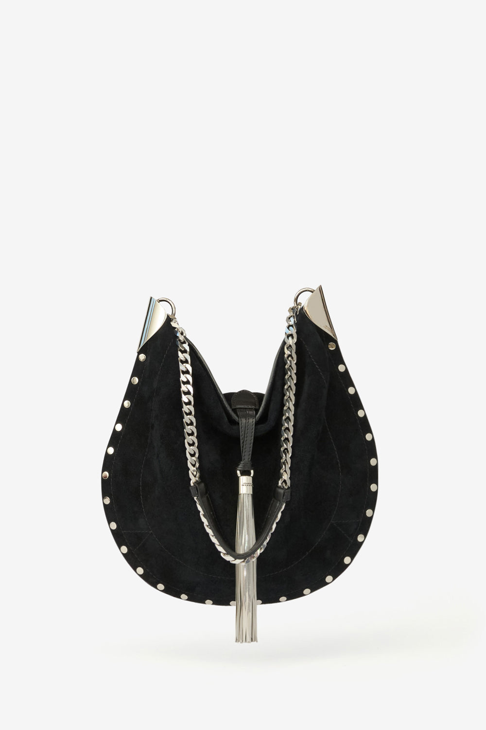 Borsa oskan tassel da portare a spalla in pelle di vitello scamosciata - Black and silver - Woman - 3