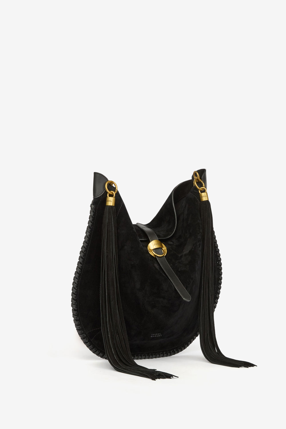 Borsa oskan hobo folk in pelle di vitello scamosciata intrecciata - Nero - Woman - 5