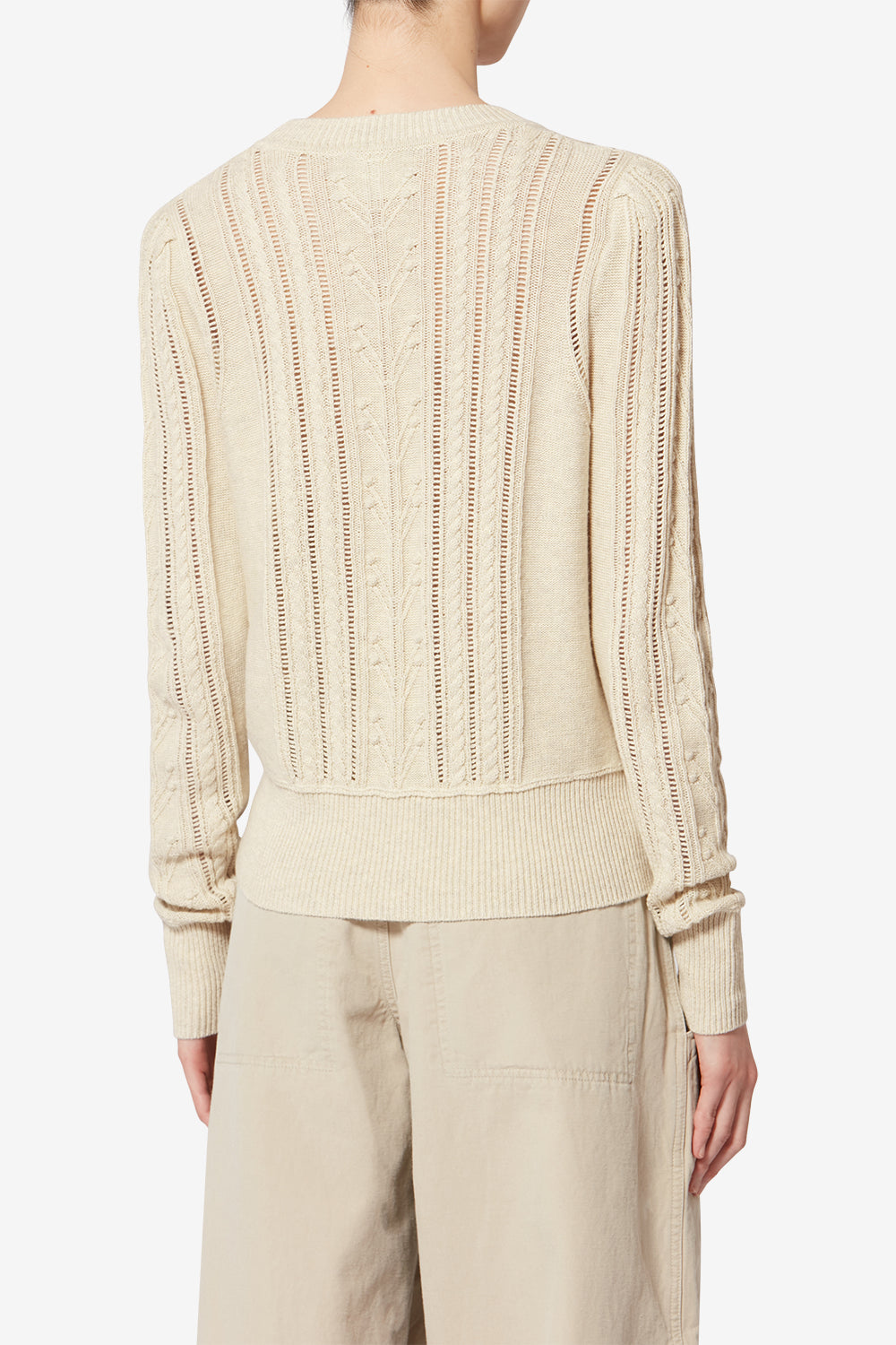 コットン混 透かし編みセーター - Light gray - Woman - 5