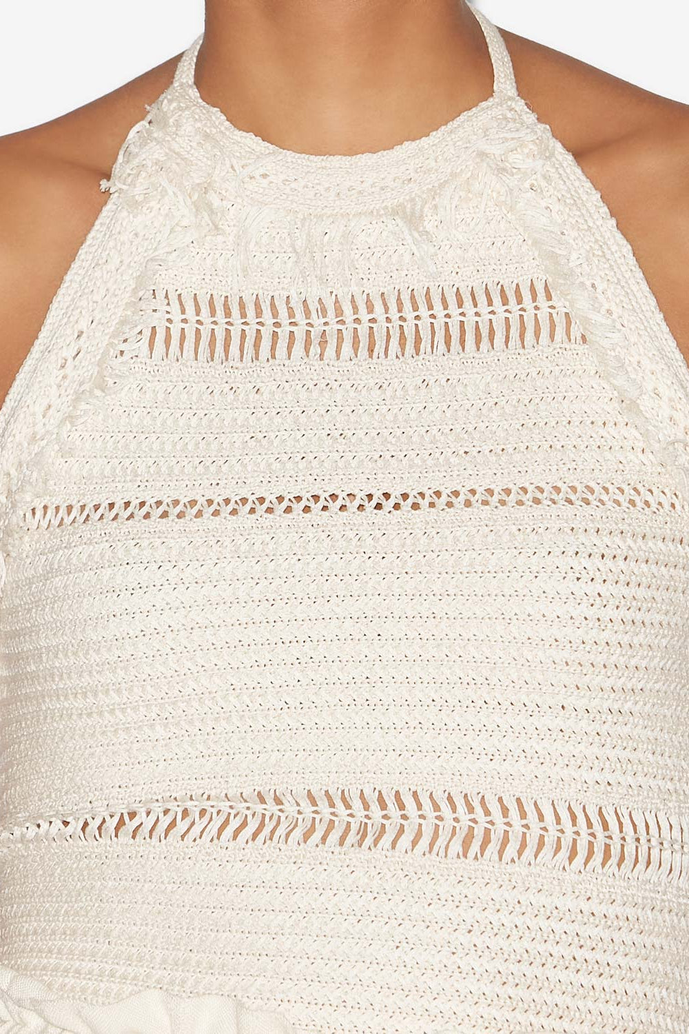 Araliane open back macramé knit sweater - Ecru - Woman - 3
