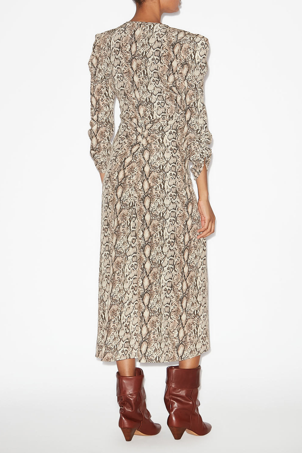 알비니 실크 혼방 플리츠 미디 드레스 - 자연스러운 - Woman - 4