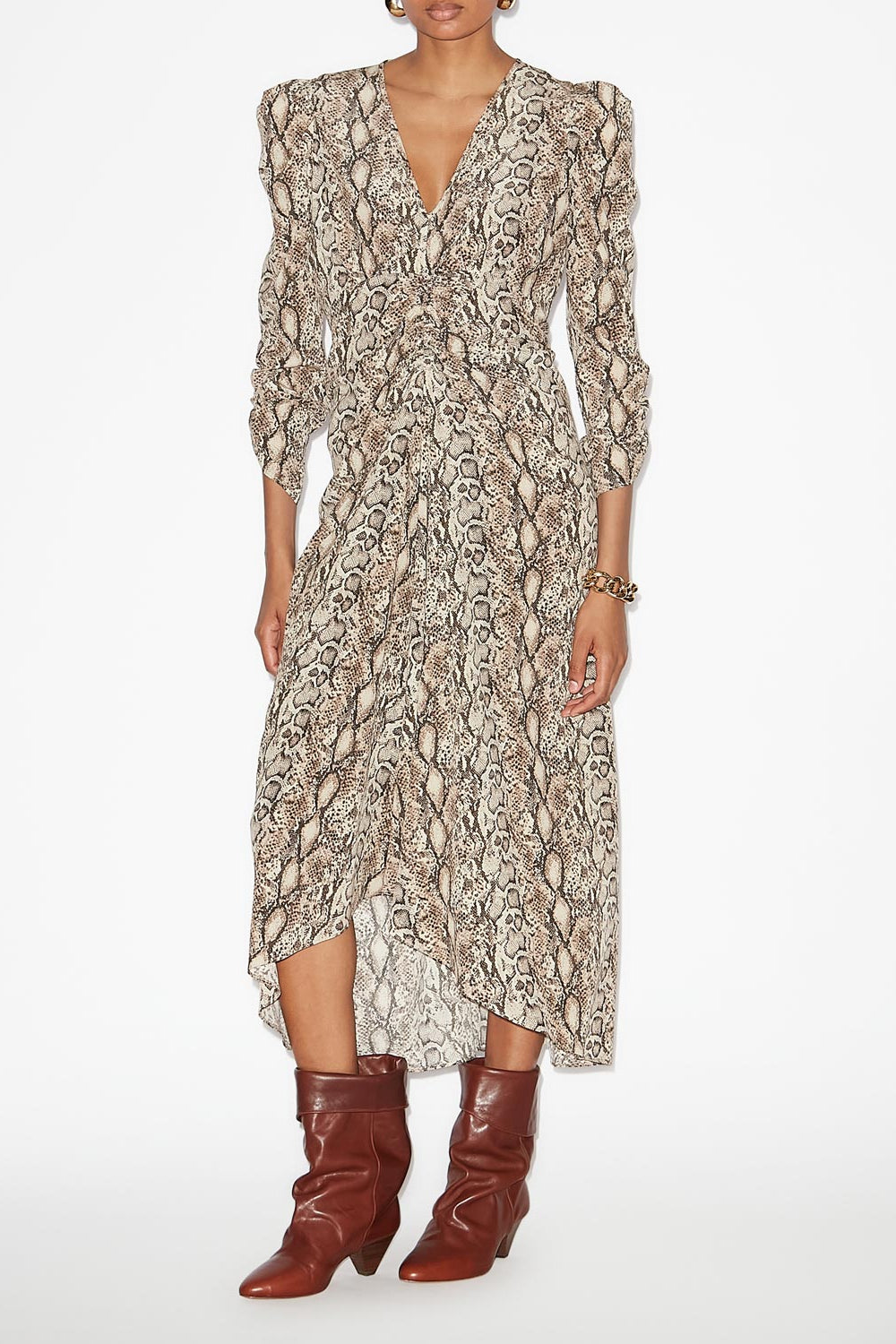 알비니 실크 혼방 플리츠 미디 드레스 - 자연스러운 - Woman - 2