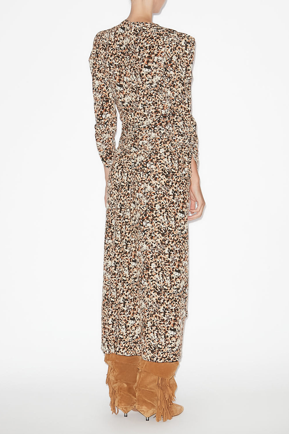 Albini gathered silk blend midi dress - Ochre-ecru - Woman - 4