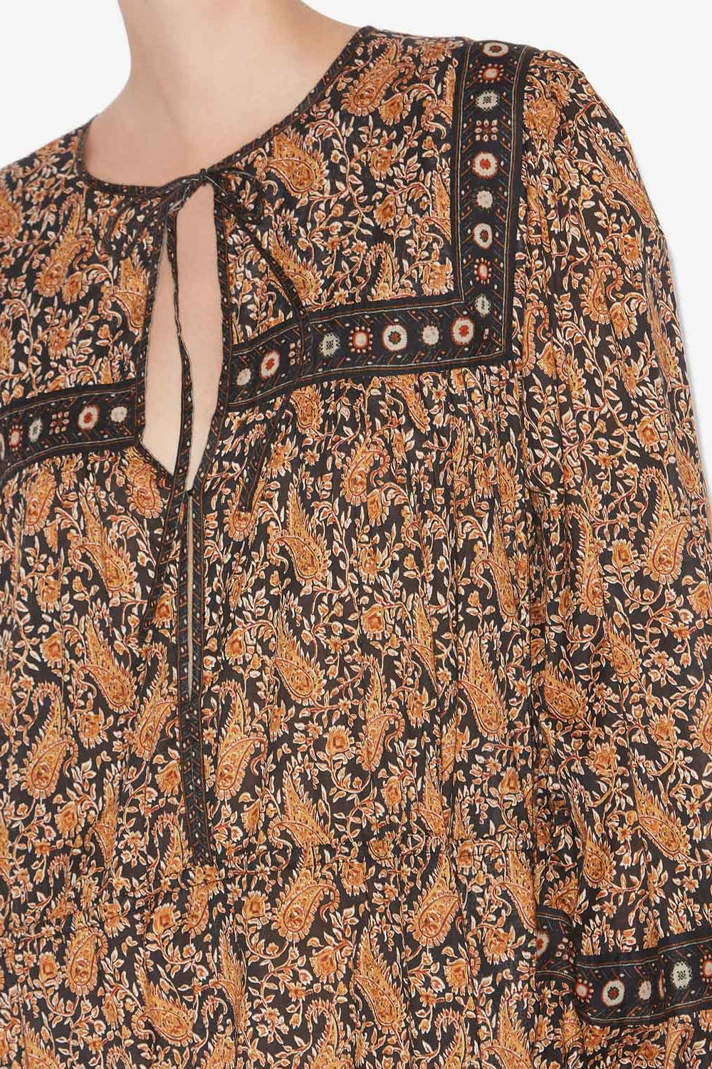 그레일라 프린트 코튼 보일 맥시 드레스 - 검은색 - Woman - 3