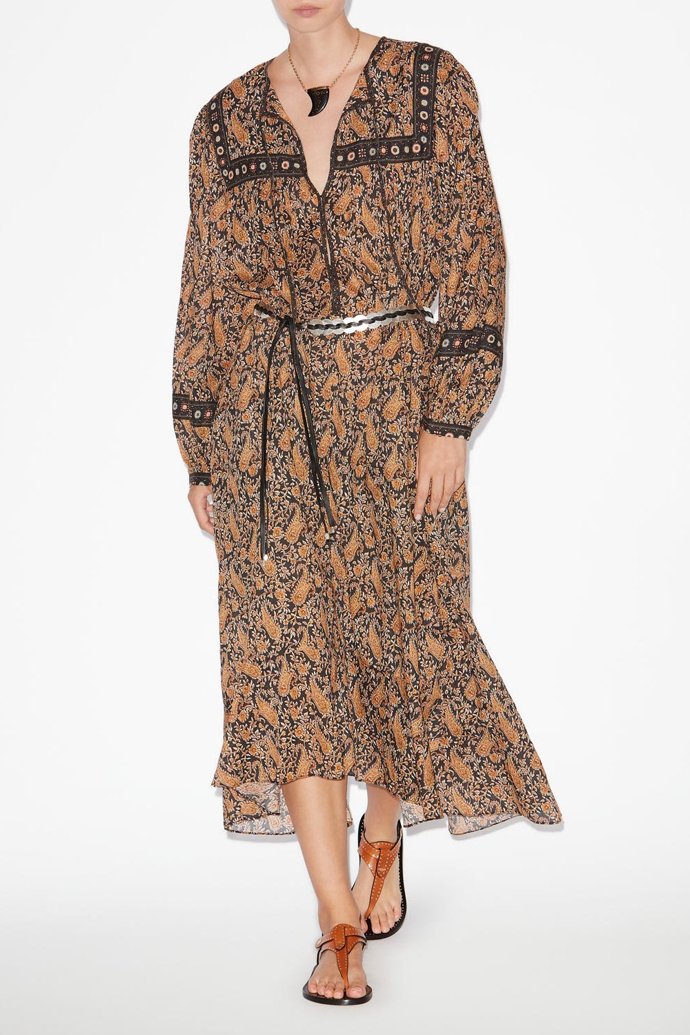 그레일라 프린트 코튼 보일 맥시 드레스 - 검은색 - Woman - 2