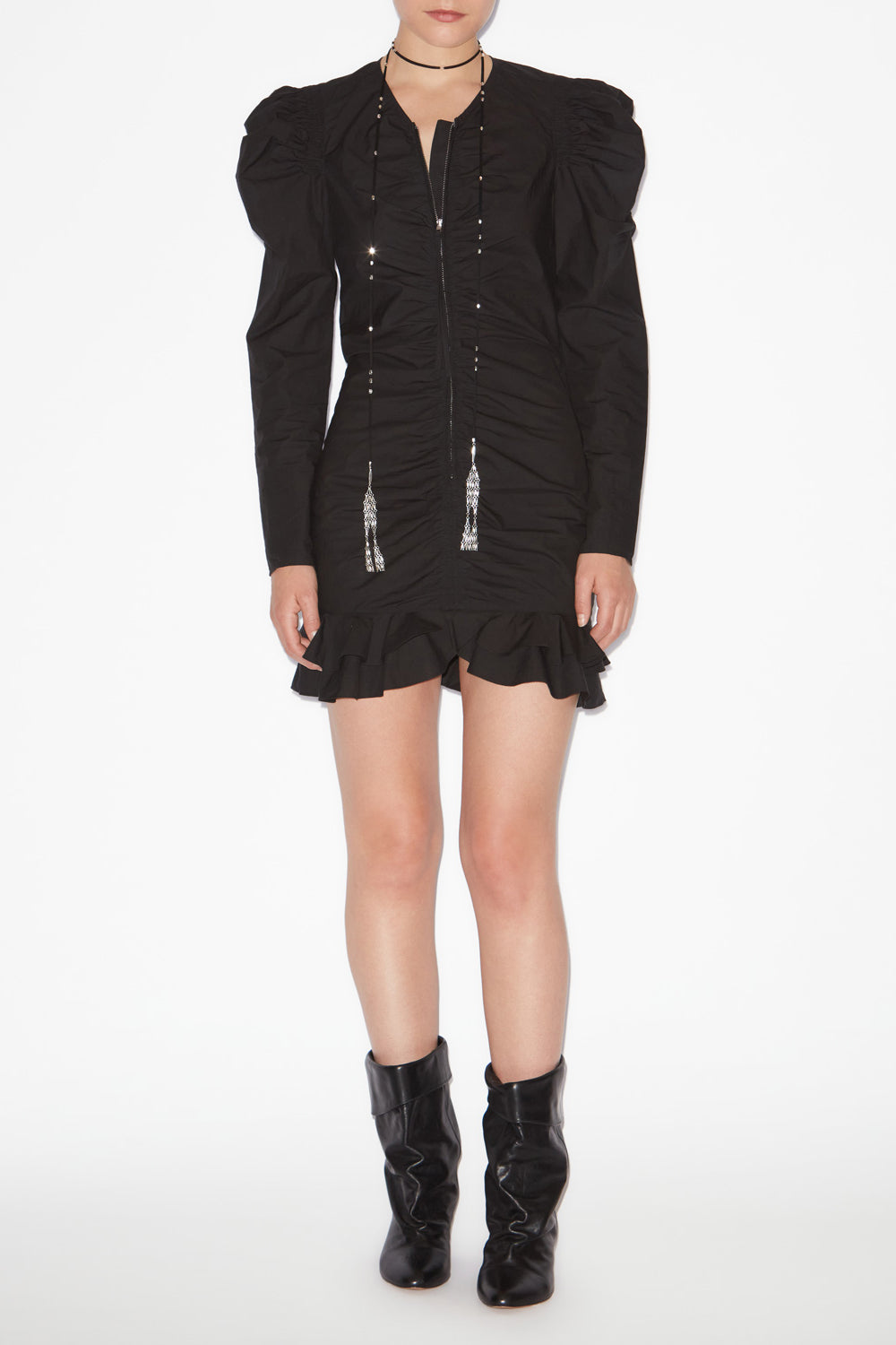 브리알리 빳빳한 면 소재의 지퍼 미니 드레스 - 검은색 - Woman - 2