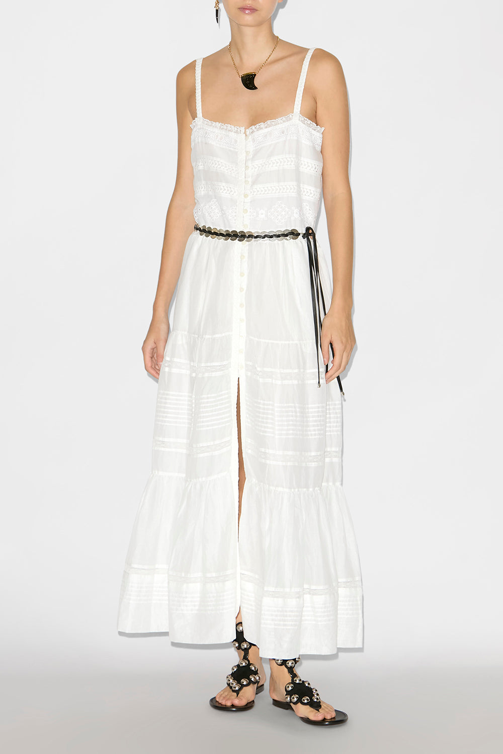 Divine long elaborate cotton voile dress - White - Woman - 2