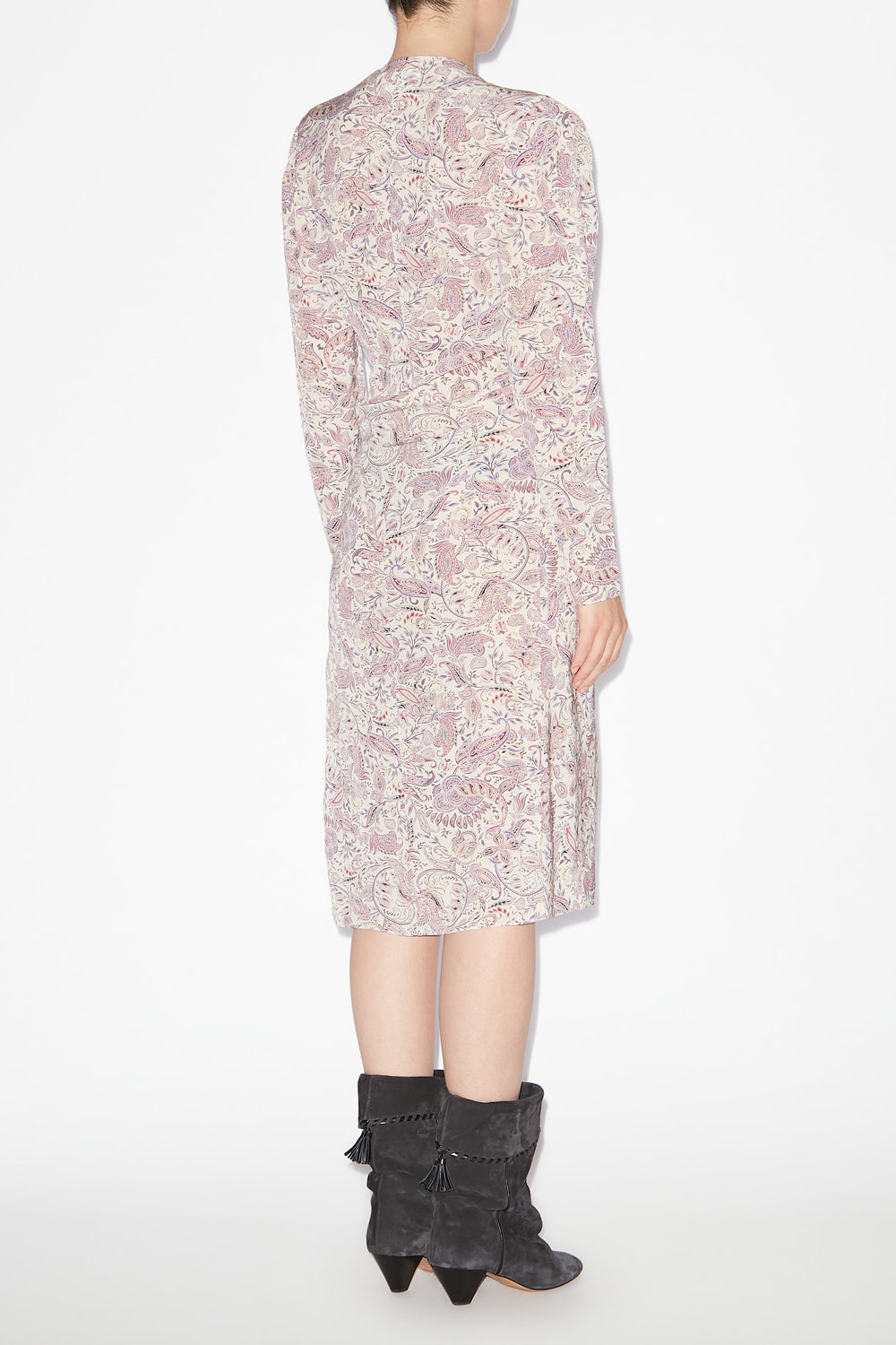 젤리하 롱 슬리브 프린트 미디 드레스 - Ecru-purple - Woman - 4