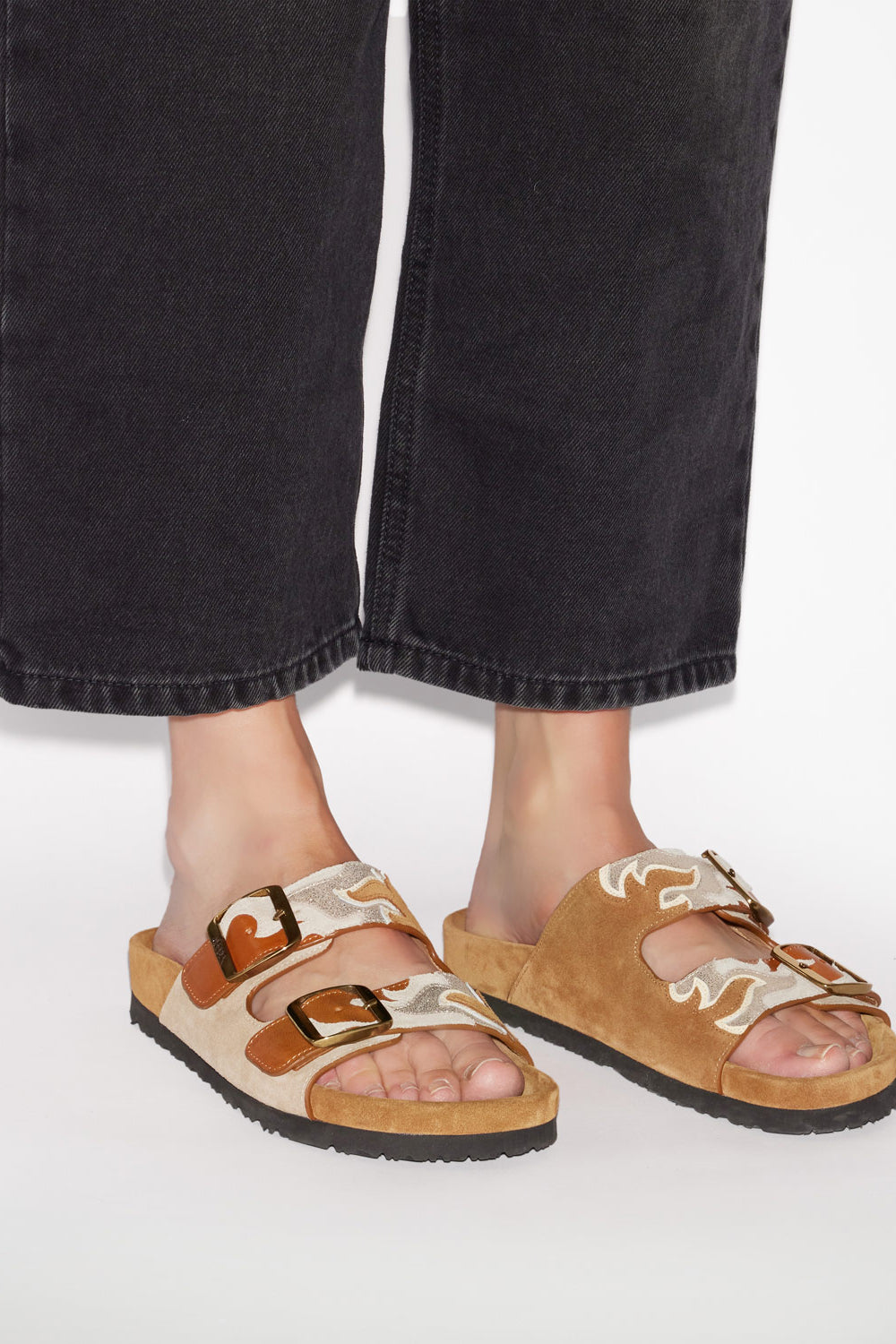 Lelik ファイヤーパターン カーフレザー製 サンダル - ベージュ - Woman - 5