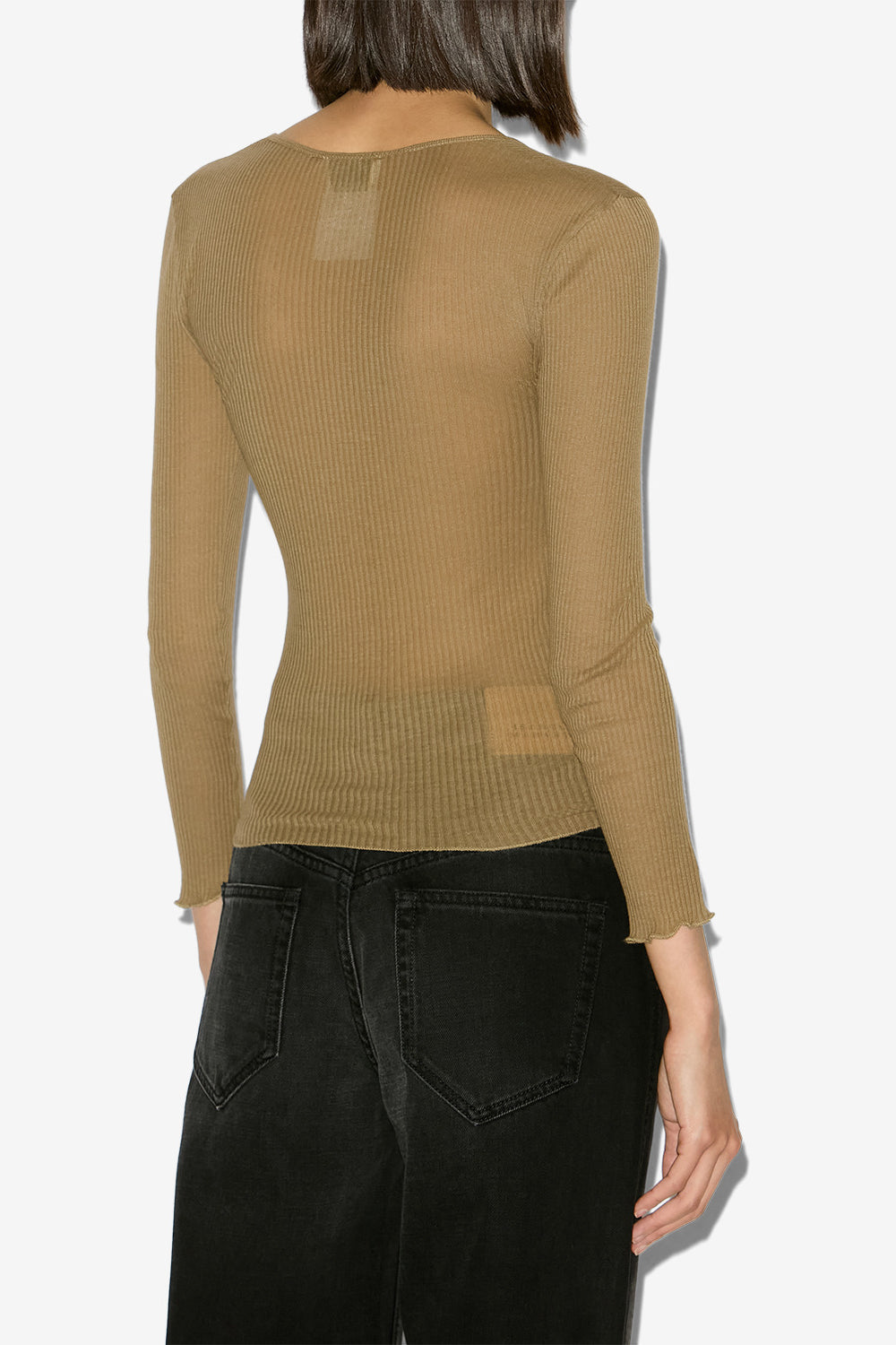 Lamylic long-sleeve cotton t-shirt - Khaki - Woman - 5