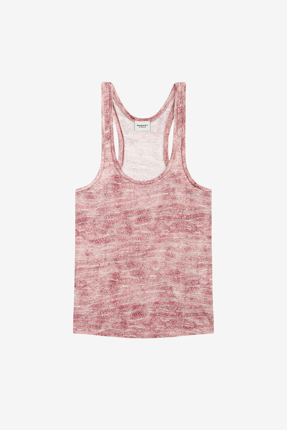 Thea printed linen tank top - Red - Woman - 1