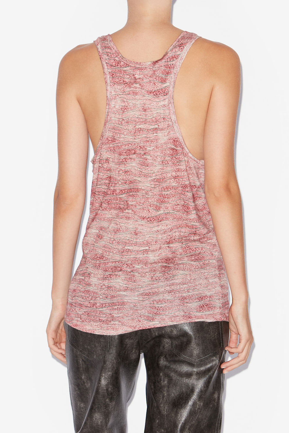 Thea printed linen tank top - Red - Woman - 5