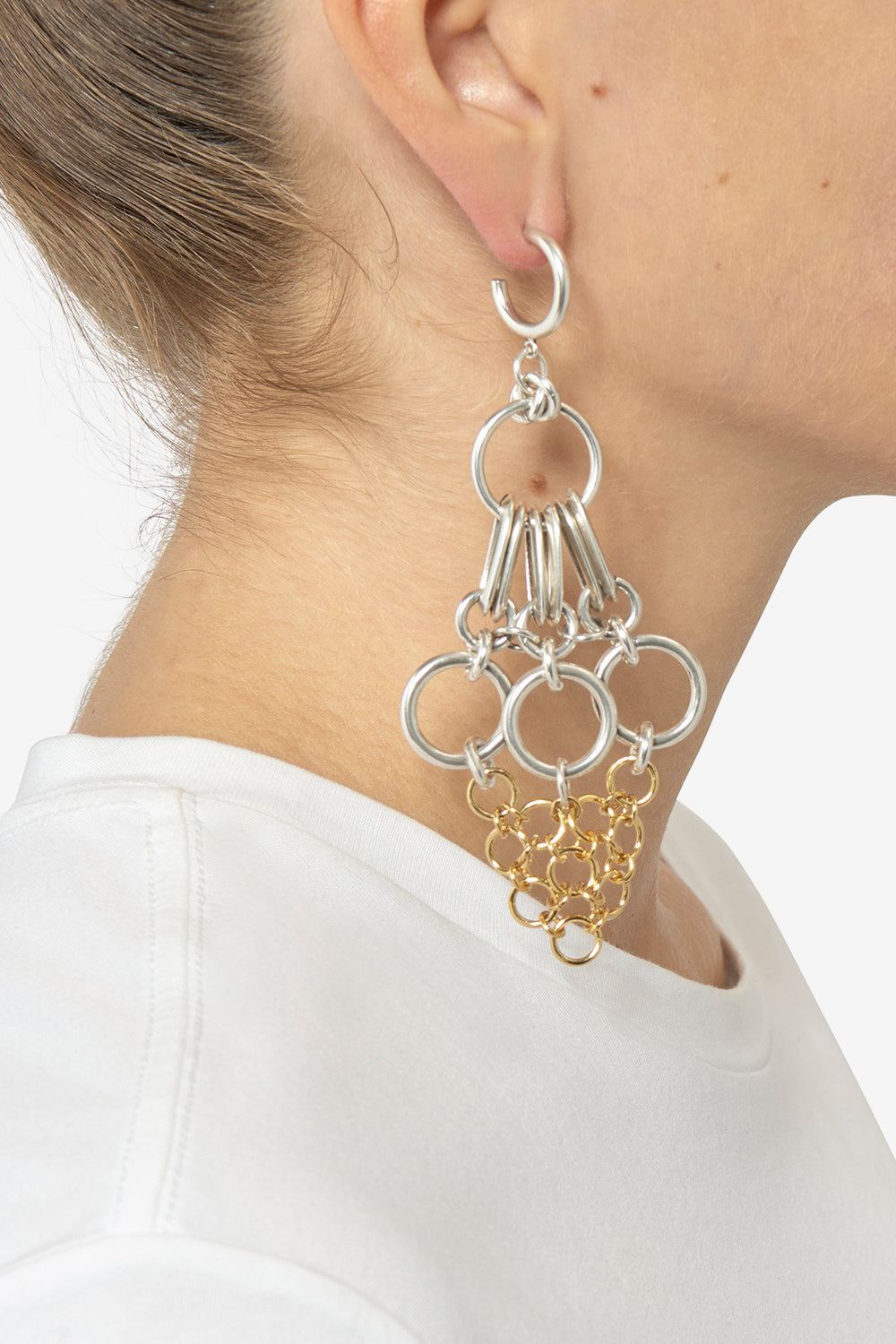 Awar long earrings - Silver-gold - Woman - 2
