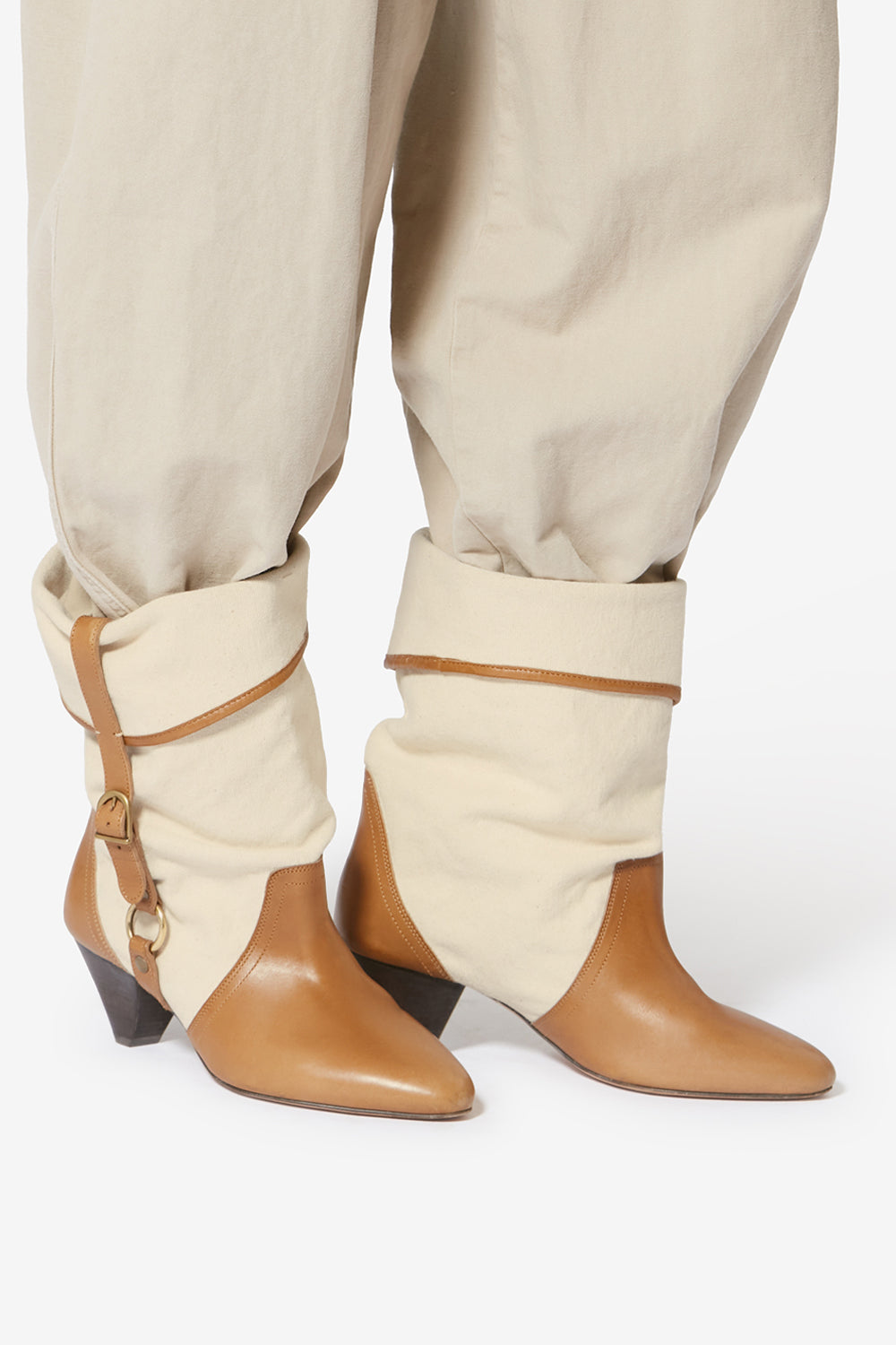 Darner buckle コットン ブーツ - Ecru-chestnut - Woman - 5