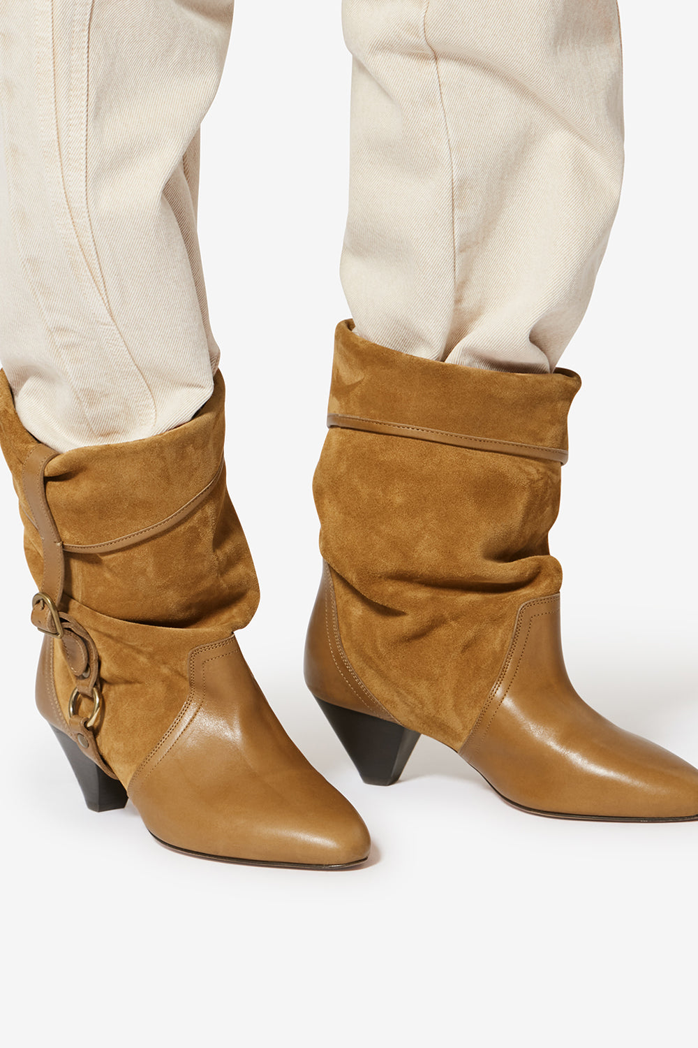 Darner buckle スエードレザー ブーツ - Chestnut - Woman - 5