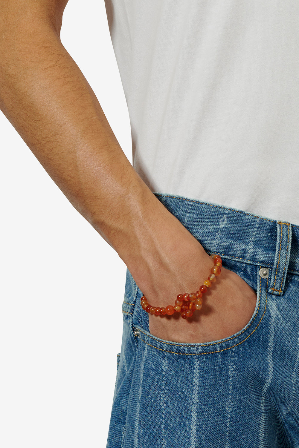 Perlenarmband aus naturstein noah - Poppy orange-silver - Man - 2