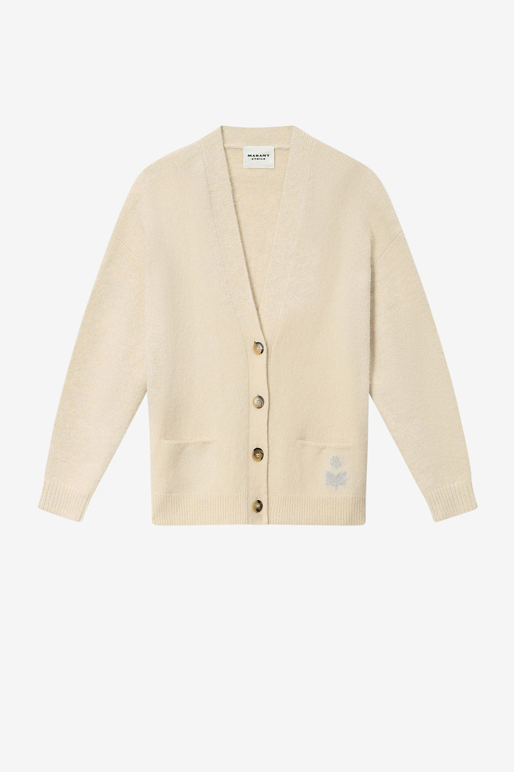 Eborah alpaca cardigan with logo - Ecru - Woman - 1