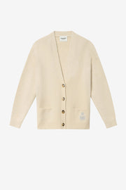Eborah alpaca cardigan with logo - Ecru - Woman