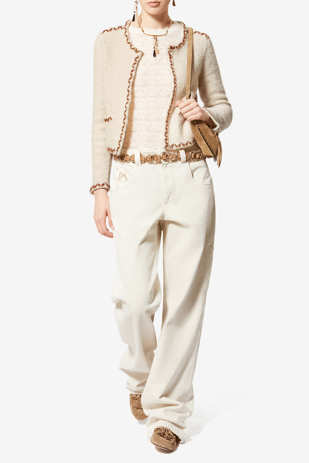 Rochelle メリノウールツイード カーディガン - Ecru-bronze - Woman - 2