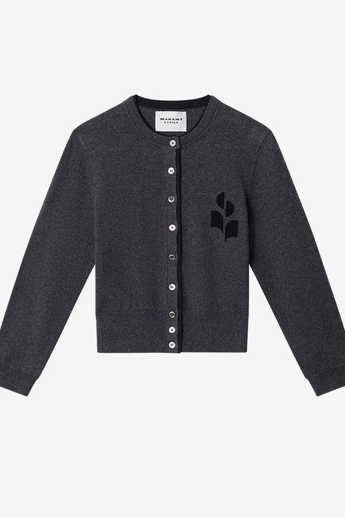 Lona バイカラー コットン&ウール カーディガン - Anthracite-black - Woman