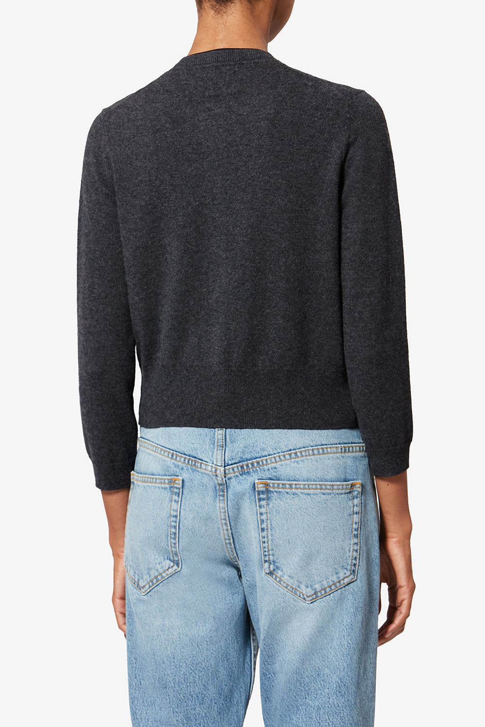 Lona バイカラー コットン&ウール カーディガン - Anthracite-black - Woman - 5