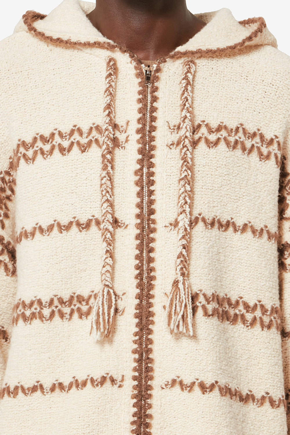 Cardigan in lana mouliné rolian - Ecru-bronze - Man - 3