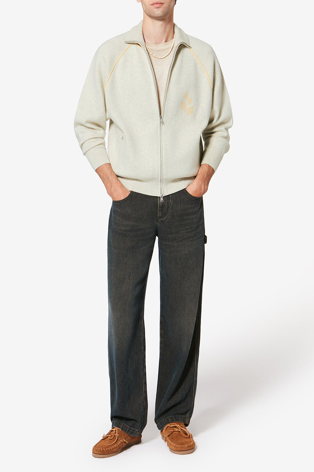 Cardigan sporty sergio en maille - Gris clair-jaune clair - Man - 2