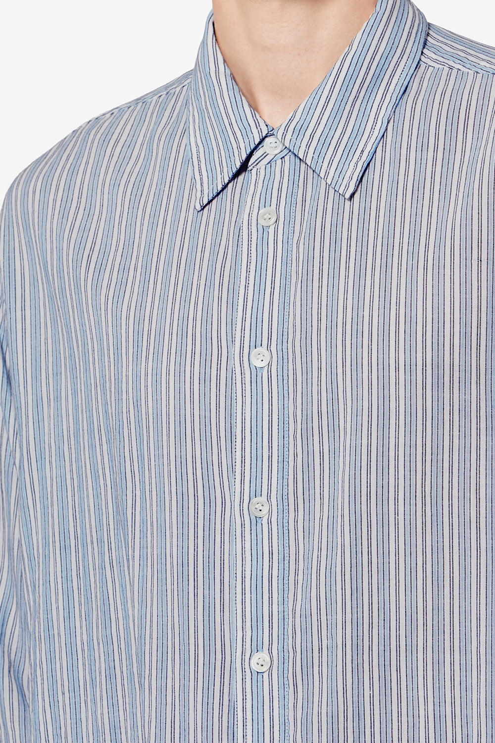 Cybilio ワッフル ストライプ入りシャツ - 青 - Man - 3