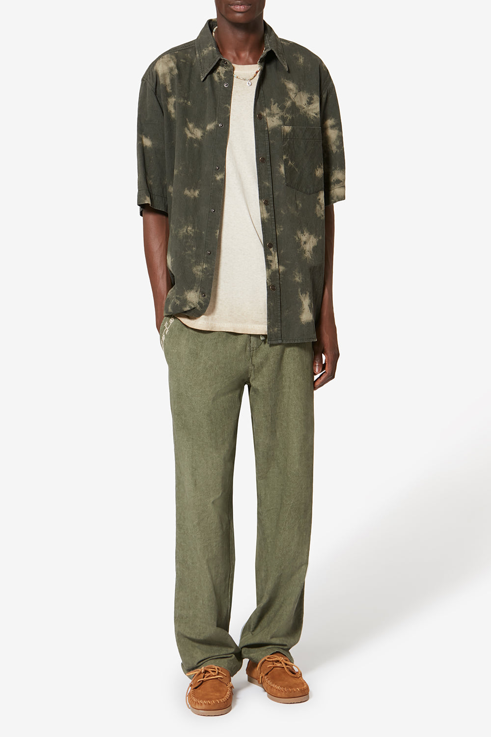 Tabilio quilted chambray shirt - Light khaki - Man - 2