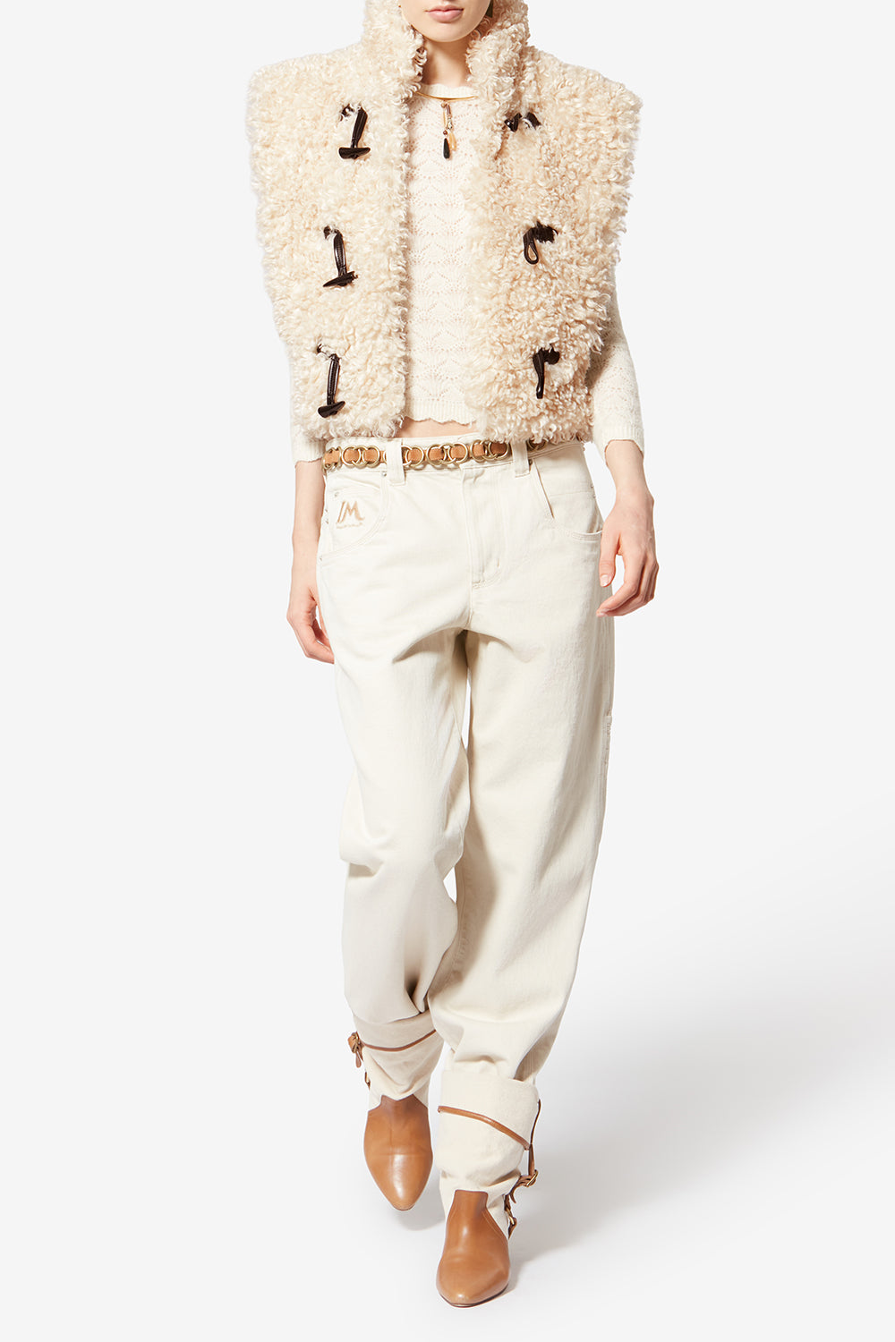 Gilet sans manches alisa en fausse fourrure bouclette - Écru - Woman - 2