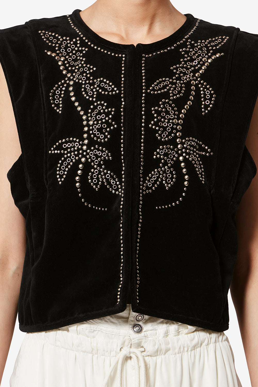 Gilet sans manches en velours clouté poppy - Noir - Woman - 3