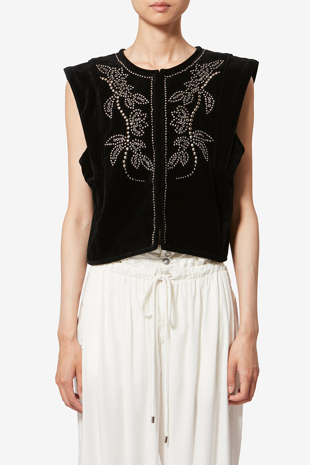 Gilet sans manches en velours clouté poppy - Noir - Woman - 4