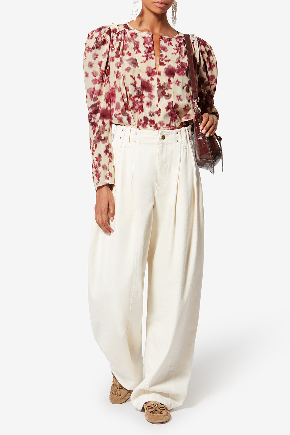 Zarga short printed stretch silk top - Pink - Woman - 2