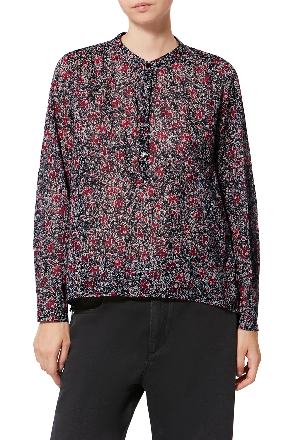 Maria organic cotton voile blouse - Crushed berry - Woman - 4