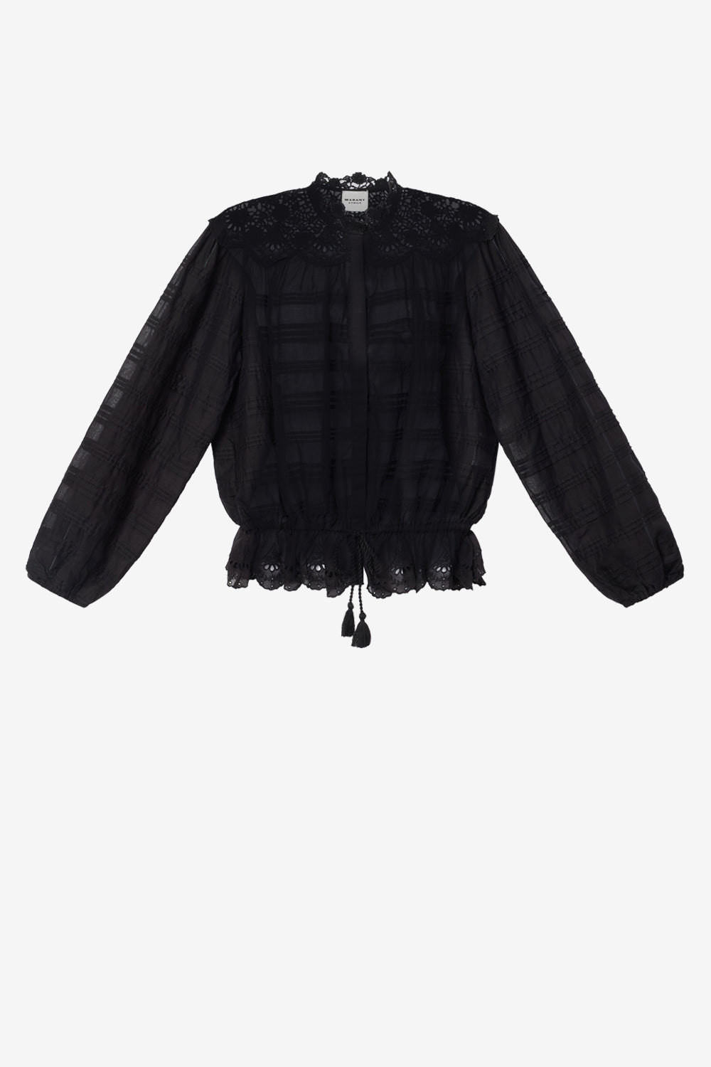 Polly cotton and floral lace blouse - Black - Woman - 1