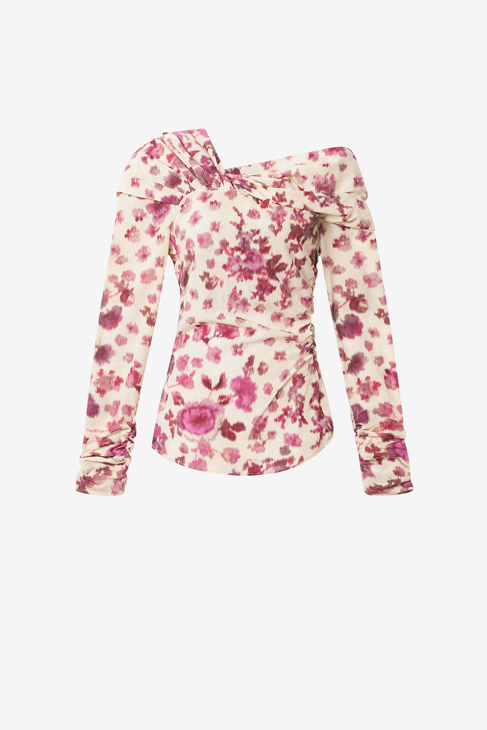 Top drapé imprimé en soie stretch danka - Rose - Woman - 1