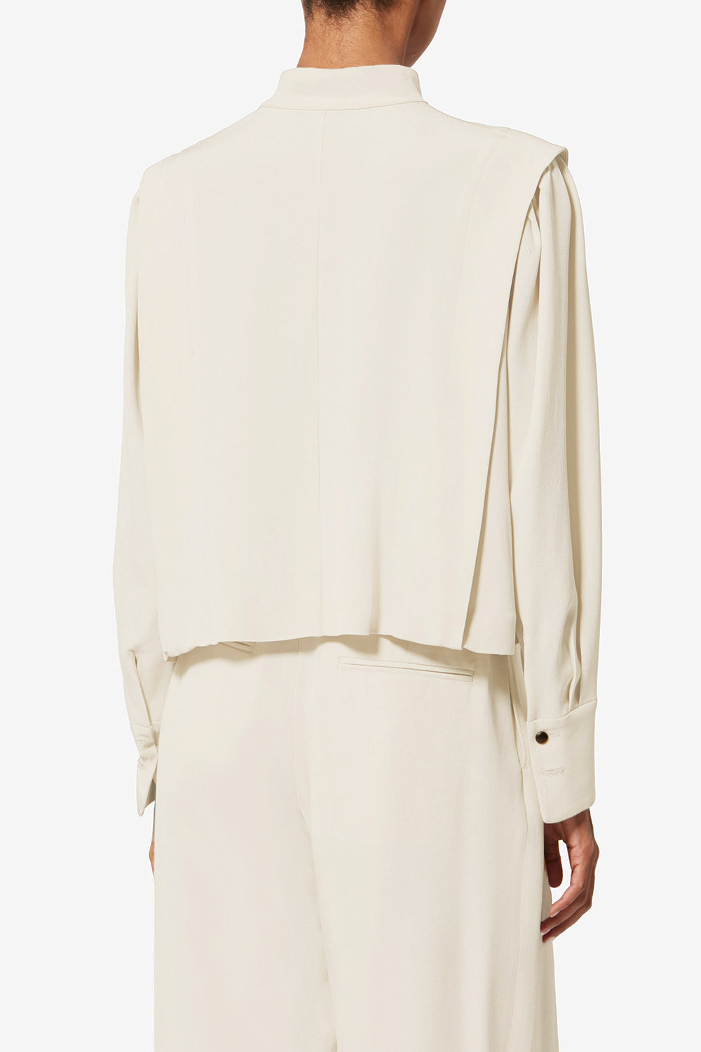 Top à manches longues en crêpe fluide felissa - Écru - Woman - 5