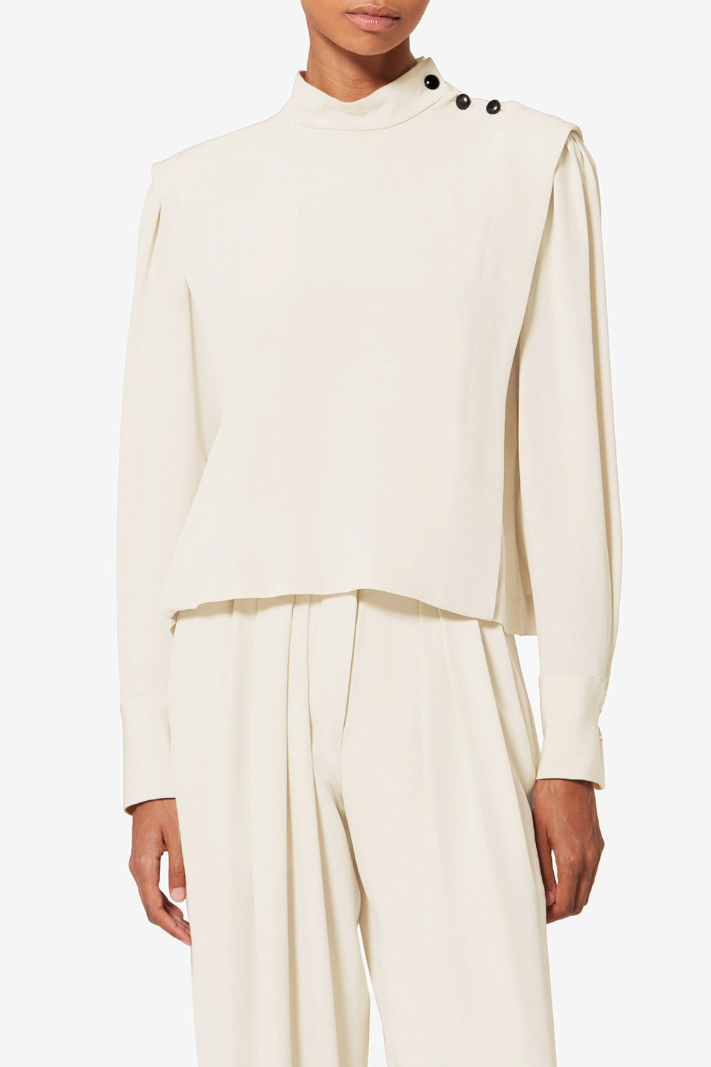 Top à manches longues en crêpe fluide felissa - Écru - Woman - 4
