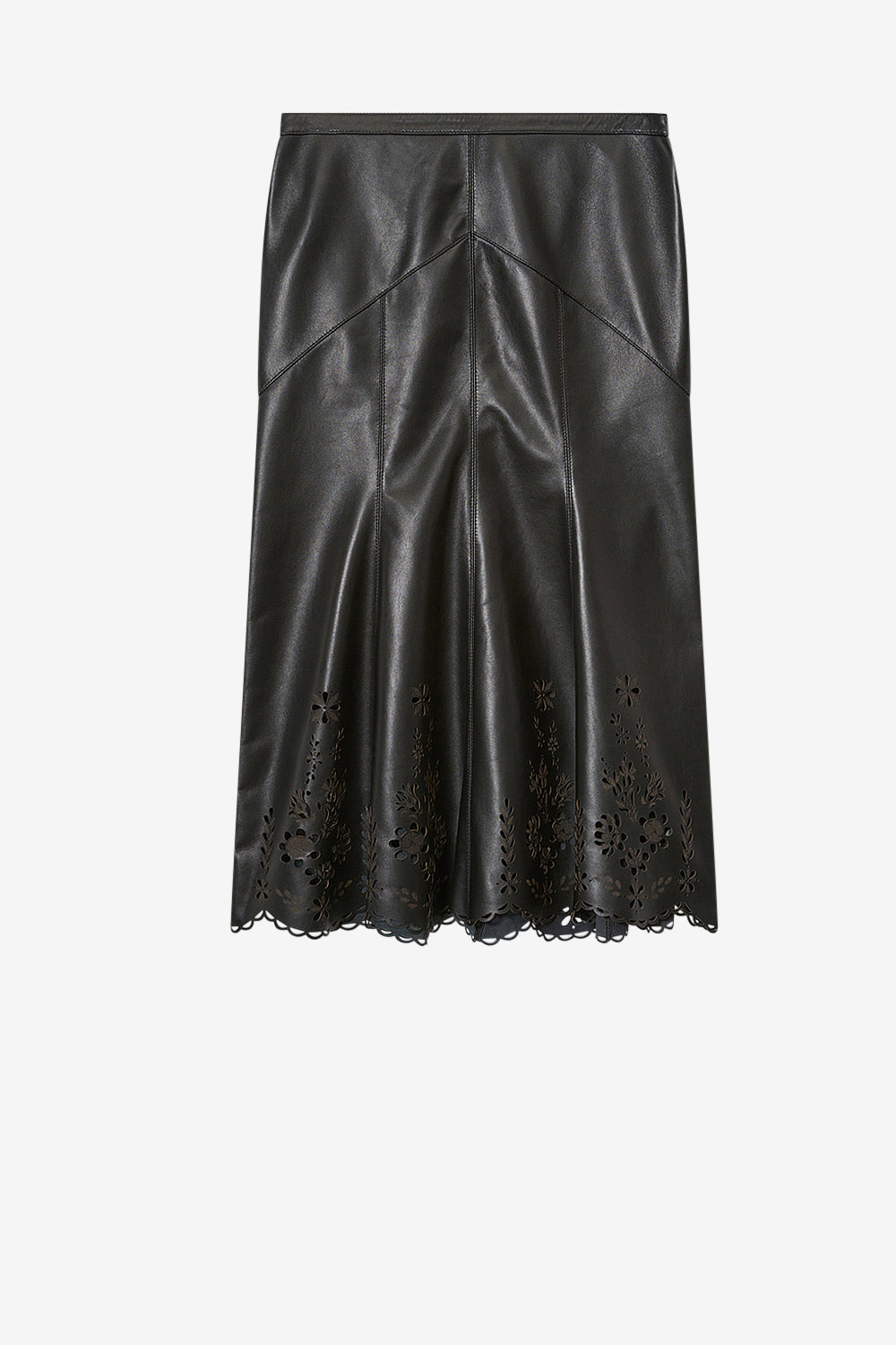 Nisia lambskin leather midi skirt - Black - Woman - 1