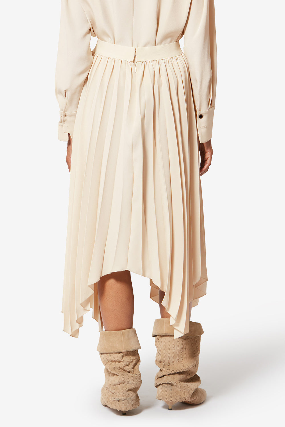 Felixa フリュイドクレープ プリーツ入り ロングスカート - 生成り - Woman - 5