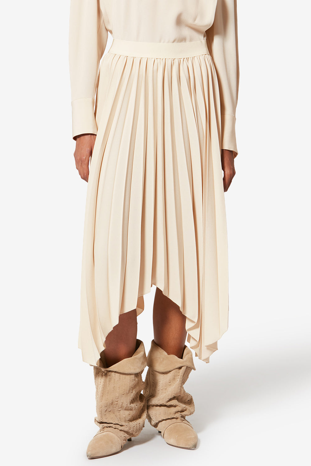 Felixa フリュイドクレープ プリーツ入り ロングスカート - 生成り - Woman - 4