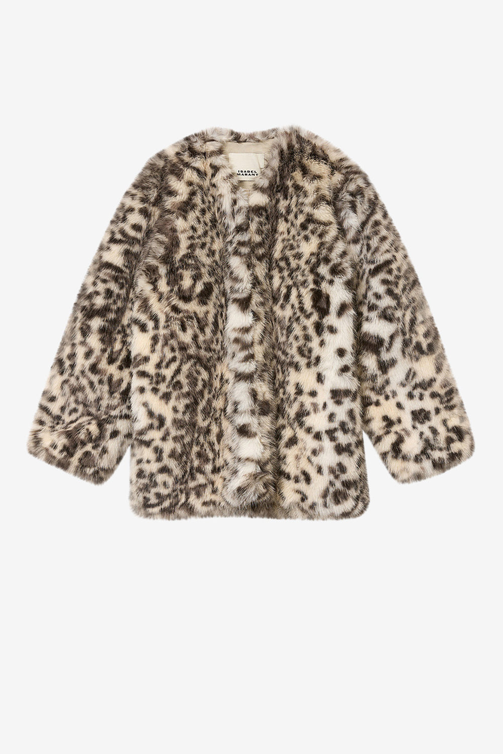 Aglae short faux fur coat - Ecru and black - Woman - 1